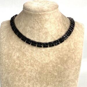 Monet Black Square Crystal Collar Necklace